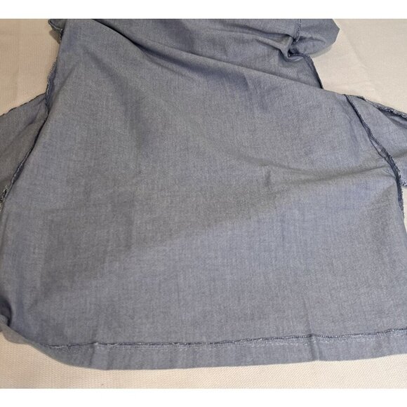 ZARA Basic Womens Shirt Dress Blue Chambray Bell Sleeve Sz S Mini Short Pockets - Picture 10 of 12